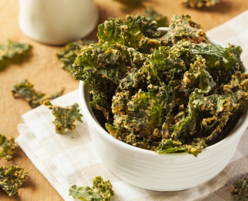 bowl of crisp kale leaves
